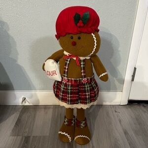 Festive Gingerbread Doll with Red‎ and Green Outfit